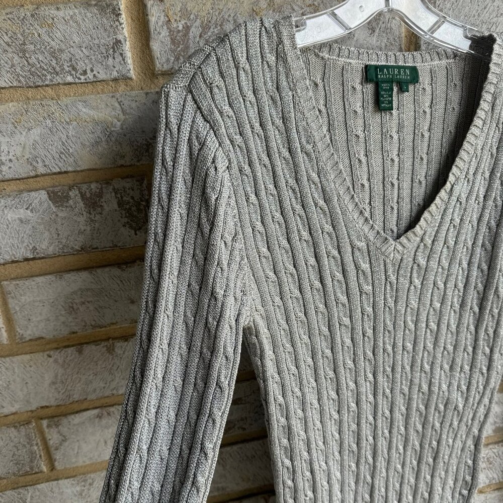 Ralph Lauren Gray V-Neck Sweater - Picture 4 of 6